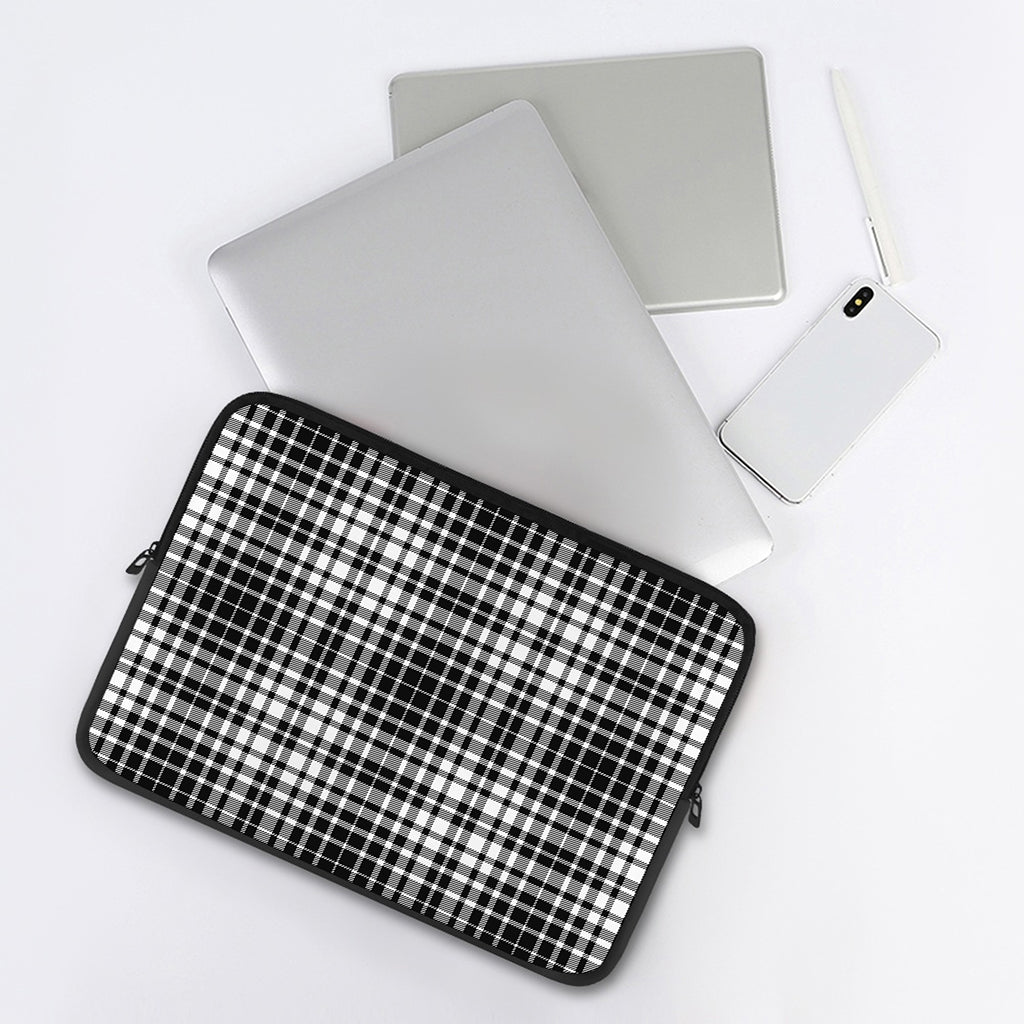 Black And White Border Tartan Print Laptop Sleeve