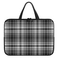 Black And White Border Tartan Print Laptop Sleeve With Handle