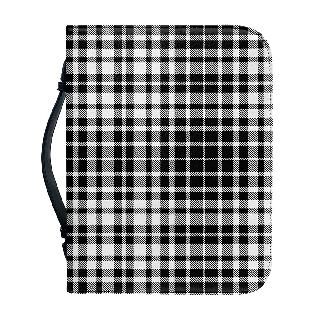 Black And White Border Tartan Print Leather Bible Cover