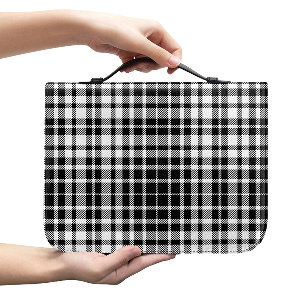 Black And White Border Tartan Print Leather Bible Cover