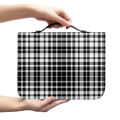 Black And White Border Tartan Print Leather Bible Cover