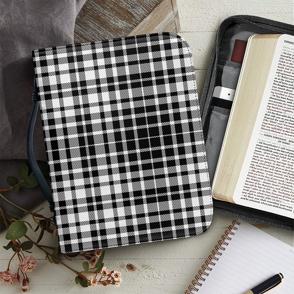 Black And White Border Tartan Print Leather Bible Cover