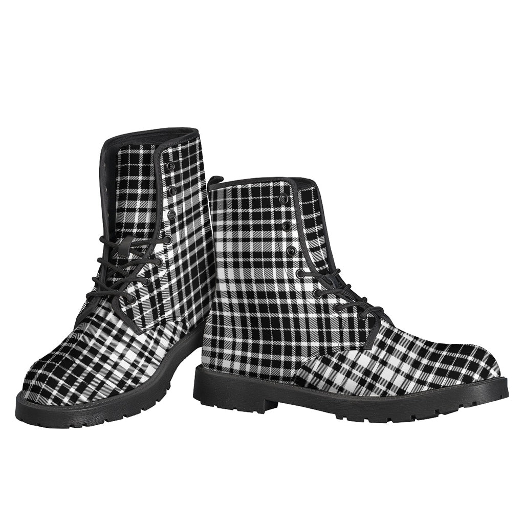Black And White Border Tartan Print Backpack
