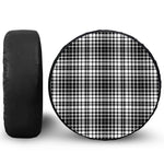 Black And White Border Tartan Print Leather Spare Tire Cover