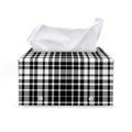 Black And White Border Tartan Print Leather Tissue Box Cover