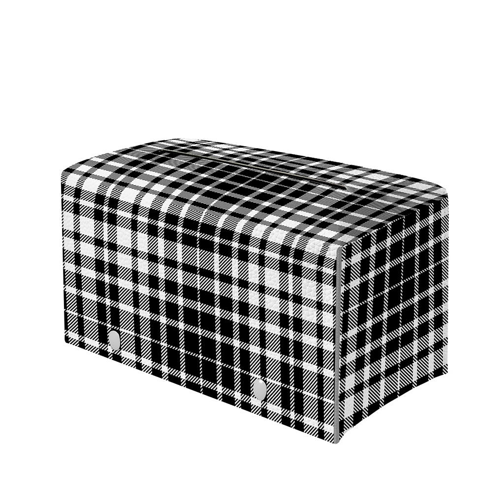 Black And White Border Tartan Print Leather Tissue Box Cover