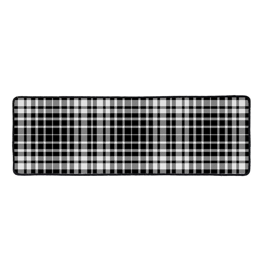 Black And White Border Tartan Print Long Kitchen Mat
