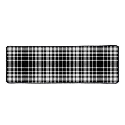 Black And White Border Tartan Print Long Kitchen Mat