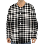 Black And White Border Tartan Print Long Sleeve Baseball Jersey