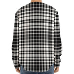 Black And White Border Tartan Print Long Sleeve Baseball Jersey