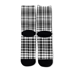 Black And White Border Tartan Print Long Socks