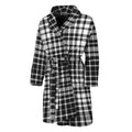 Black And White Border Tartan Print Men's Bathrobe