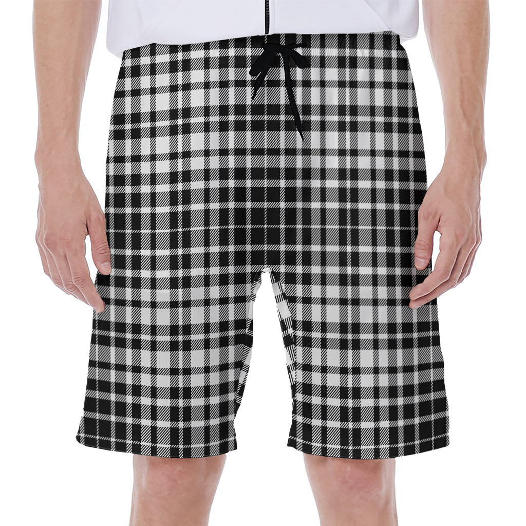 Black And White Border Tartan Print Men's Beach Shorts