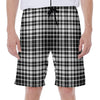 Black And White Border Tartan Print Men's Beach Shorts