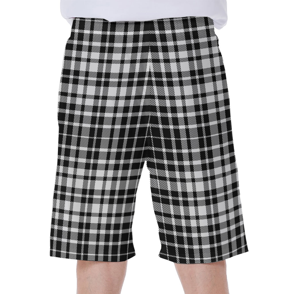 Black And White Border Tartan Print Men's Beach Shorts