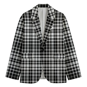 Black And White Border Tartan Print Men's Blazer