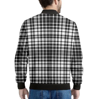 Black And White Border Tartan Print Men's Bomber Jacket