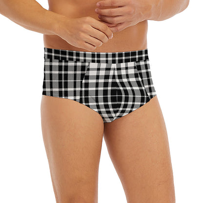 Black And White Border Tartan Print Men's Briefs