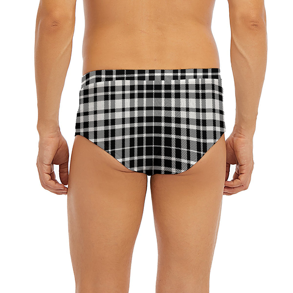 Black And White Border Tartan Print Men's Briefs