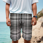 Black And White Border Tartan Print Men's Cargo Shorts