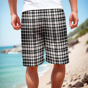 Black And White Border Tartan Print Men's Cargo Shorts