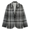 Black And White Border Tartan Print Men's Cotton Blazer