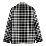 Black And White Border Tartan Print Men's Cotton Blazer