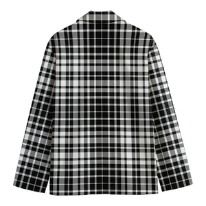 Black And White Border Tartan Print Men's Cotton Blazer