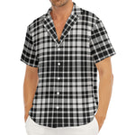 Black And White Border Tartan Print Men's Deep V-Neck Shirt