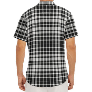 Black And White Border Tartan Print Men's Deep V-Neck Shirt