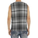 Black And White Border Tartan Print Men's Fitness Tank Top