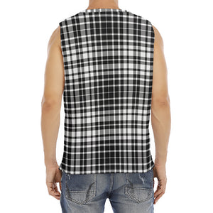 Black And White Border Tartan Print Men's Fitness Tank Top