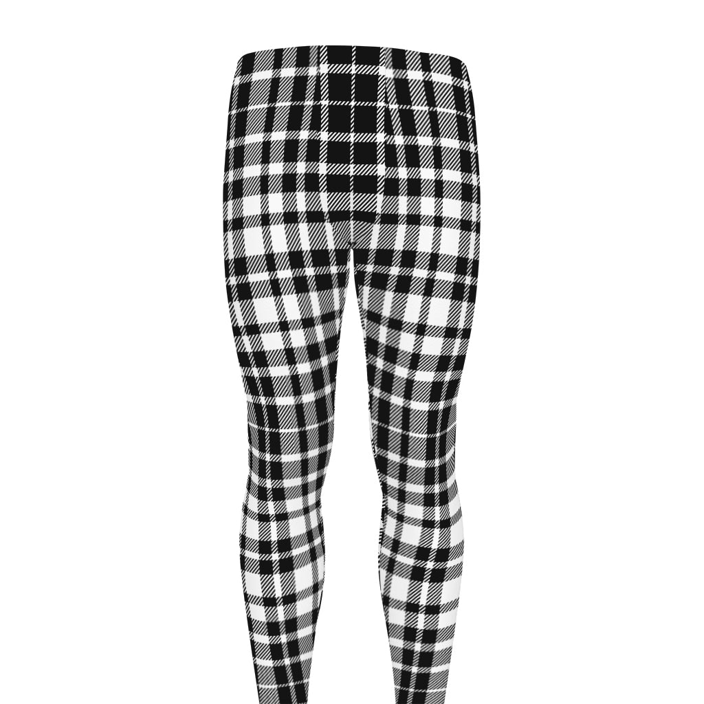 Black And White Border Tartan Print Men's leggings