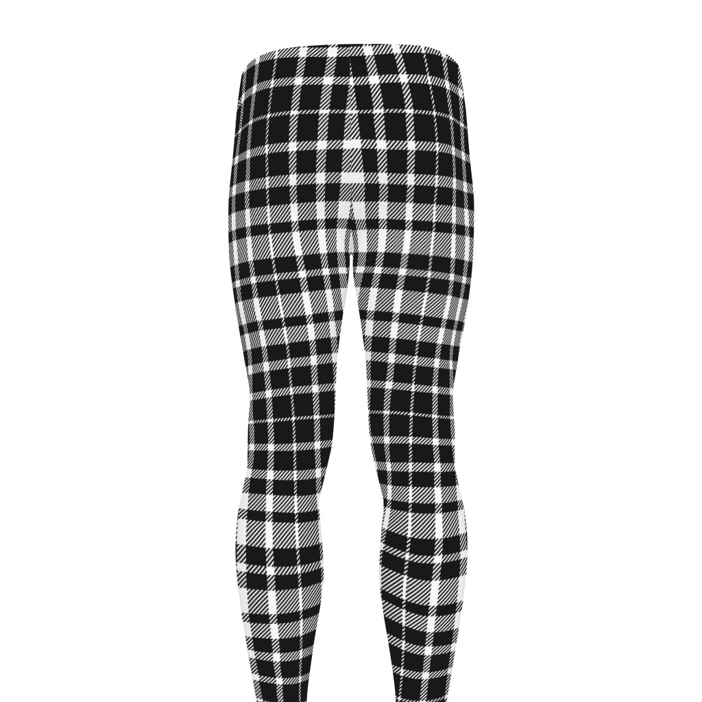 Black And White Border Tartan Print Men's leggings