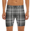 Black And White Border Tartan Print Men's Long Boxer Briefs