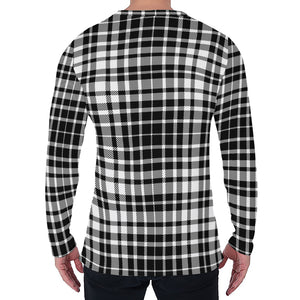 Black And White Border Tartan Print Men's Long Sleeve T-Shirt