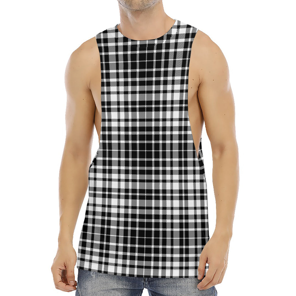 Black And White Border Tartan Print Men's Muscle Tank Top