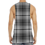 Black And White Border Tartan Print Men's Muscle Tank Top