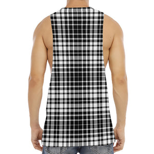 Black And White Border Tartan Print Men's Muscle Tank Top