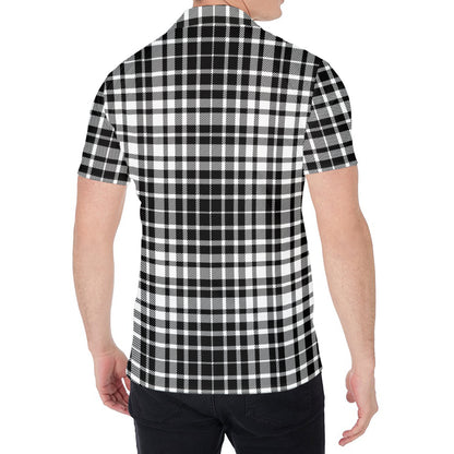 Black And White Border Tartan Print Men's Shirt