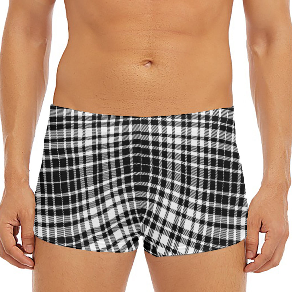 Black And White Border Tartan Print Men's Short Boxer Briefs