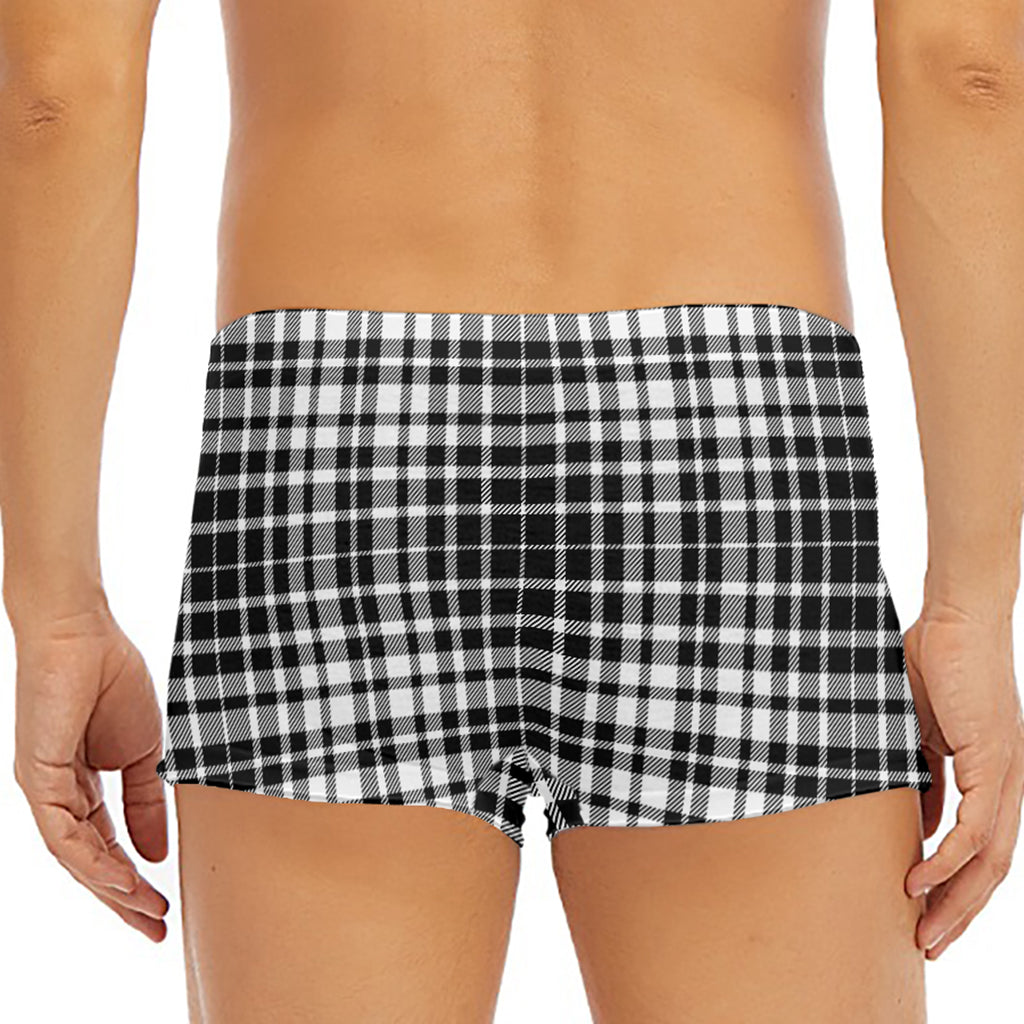 Black And White Border Tartan Print Men's Short Boxer Briefs