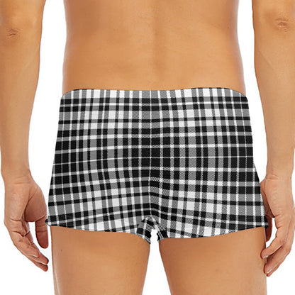 Black And White Border Tartan Print Men's Short Boxer Briefs