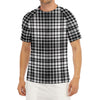 Black And White Border Tartan Print Men's Short Sleeve Rash Guard