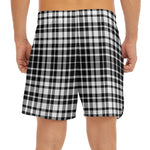 Black And White Border Tartan Print Men's Split Running Shorts