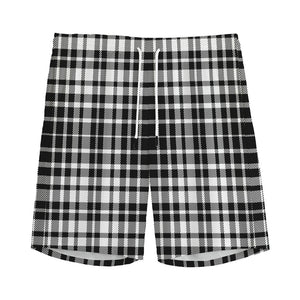 Black And White Border Tartan Print Men's Sports Shorts