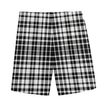 Black And White Border Tartan Print Men's Sports Shorts