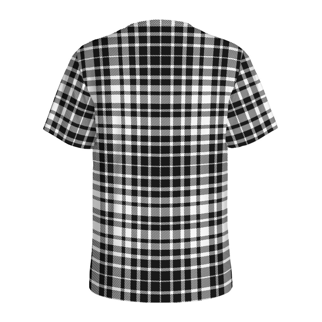 Black And White Border Tartan Print Men's Sports T-Shirt