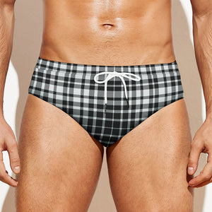 Black And White Border Tartan Print Men's Swim Briefs