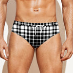 Black And White Border Tartan Print Men's Swim Briefs